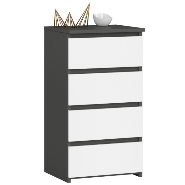 Komoda AKORD CL4 Grafit Szary 40 cm Biały mat 40x35x74 cm 301282