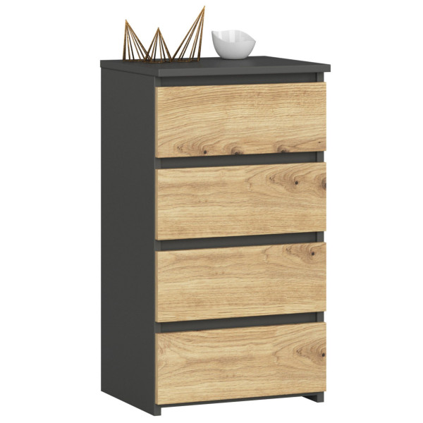 Komoda AKORD CL4 Grafit Szary, Dąb Artisan mat 40x35x74 cm 301313