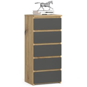 Komoda AKORD CL5 Dąb Artisan, Grafit Szary mat 40x35x92 cm 301291 Komoda AKORD CL5 Dąb Artisan, Grafit Szary mat 40x35x92 cm 301291