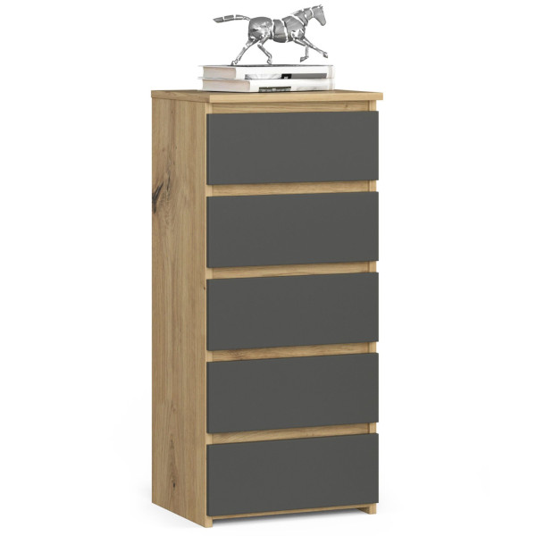 Komoda AKORD CL5 Dąb Artisan, Grafit Szary mat 40x35x92 cm 301291