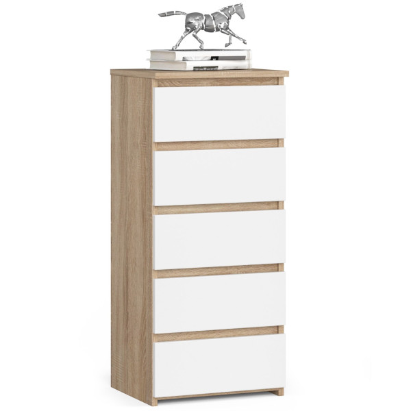 Komoda AKORD CL5 Dąb Sonoma 40cm fronty Biały mat 40x35x92cm 301328