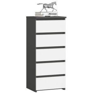 Komoda AKORD CL5 Grafit Szary 40 cm Biały mat 40x35x92 cm 301285 Komoda AKORD CL5 Grafit Szary 40 cm Biały mat 40x35x92 cm 301285