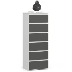 Komoda AKORD CL6 Biały 40 cm Grafit Szary mat 40x35x109 cm 301303 Komoda AKORD CL6 Biały 40 cm Grafit Szary mat 40x35x109 cm 301303