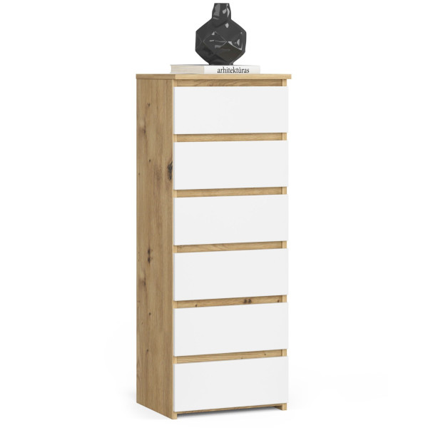 Komoda AKORD CL6 Dąb Artisan 40 cm Biały mat 40x35x109 cm 301275