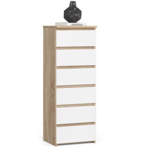 Komoda AKORD CL6 Dąb Sonoma 40 cm Biały mat 40x35x109 cm 301322 Komoda AKORD CL6 Dąb Sonoma 40 cm Biały mat 40x35x109 cm 301322