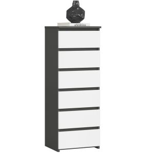Komoda AKORD CL6 Grafit Szary 40 cm Biały mat 40x35x109 cm 301330 Komoda AKORD CL6 Grafit Szary 40 cm Biały mat 40x35x109 cm 301330
