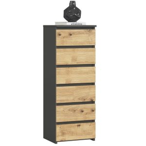 Komoda AKORD CL6 Grafit Szary, Dąb Artisan mat 40x35x109 cm 301293 Komoda AKORD CL6 Grafit Szary, Dąb Artisan mat 40x35x109 cm 301293