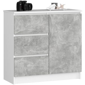 Komoda AKORD JERRY Biała 80 cm Beton mat 80x35x77 cm 302499 Komoda AKORD JERRY Biała 80 cm Beton mat 80x35x77 cm 302499