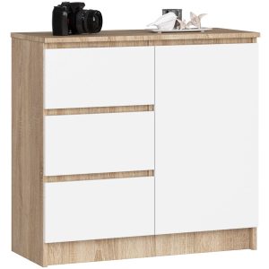 Komoda AKORD JERRY Dąb Sonoma 80 cm Biały mat 80x35x77 cm 302501 Komoda AKORD JERRY Dąb Sonoma 80 cm Biały mat 80x35x77 cm 302501