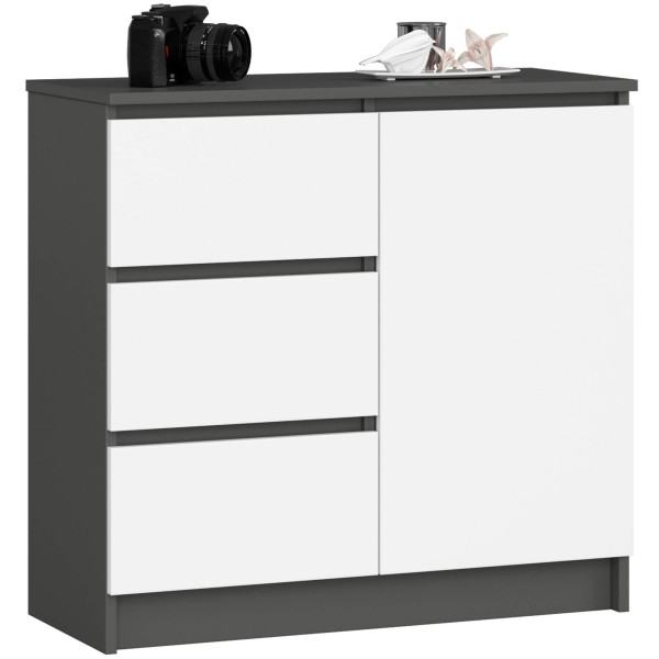 Komoda AKORD JERRY Grafit Szary 80 cm Biały mat 80x35x77 cm 302482