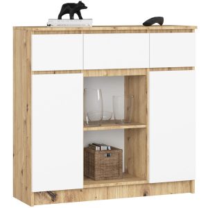 Komoda akord k100 dąb artisan, biały 101x35x98 cm 709751 Komoda akord k100 dąb artisan, biały 101x35x98 cm 709751