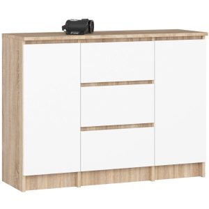 Komoda akord k100 dąb sonoma, biały 101x35x76 cm 709743 Komoda akord k100 dąb sonoma, biały 101x35x76 cm 709743