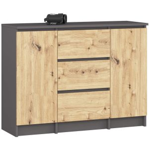 Komoda akord k100 grafit szary, dąb artisan 101x35x76 cm 709745 Komoda akord k100 grafit szary, dąb artisan 101x35x76 cm 709745