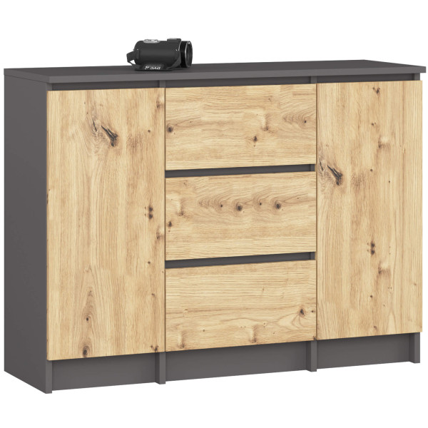 Komoda akord k100 grafit szary, dąb artisan 101x35x76 cm 709745