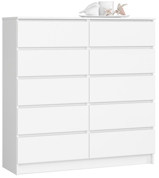 Komoda AKORD K120 Biała 120 cm 10 szuflad 120x40x121 cm 301915