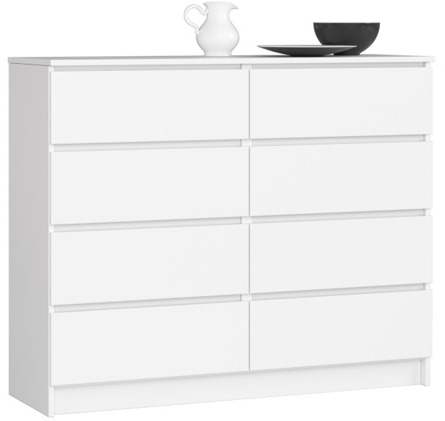 Komoda AKORD K120 Biała 120 cm 8 szuflad mat 120x40x99 cm 301306