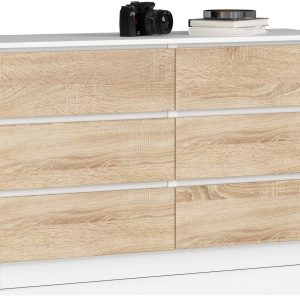 Komoda AKORD K120 Biała 120 cm Dąb Sonoma mat 120x40x77 cm 302016 Komoda AKORD K120 Biała 120 cm Dąb Sonoma mat 120x40x77 cm 302016