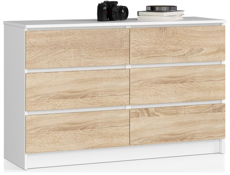 Komoda AKORD K120 Biała 120 cm Dąb Sonoma mat 120x40x77 cm 302016