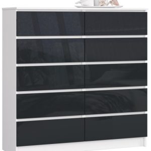 Komoda AKORD K120 Biała 120 cm Grafit Połysk 120x40x121 cm 301916 Komoda AKORD K120 Biała 120 cm Grafit Połysk 120x40x121 cm 301916