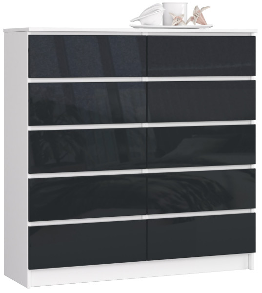 Komoda AKORD K120 Biała 120 cm Grafit Połysk 120x40x121 cm 301916