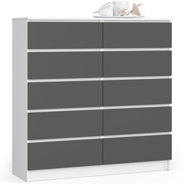 Komoda AKORD K120 Biała 120 cm Grafit Szary mat 120x40x121cm 301917