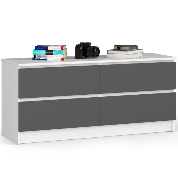 Komoda AKORD K120 Biała 120 cm Grafit Szary mat 120x40x55 cm 302008