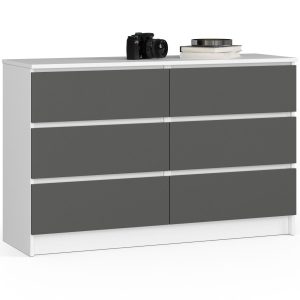 Komoda AKORD K120 Biała 120 cm Grafit Szary mat 120x40x77 cm 302012 Komoda AKORD K120 Biała 120 cm Grafit Szary mat 120x40x77 cm 302012