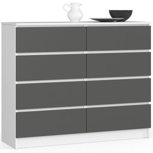 Komoda AKORD K120 Biała 120 cm Grafit Szary mat 120x40x99 cm 301287 Komoda AKORD K120 Biała 120 cm Grafit Szary mat 120x40x99 cm 301287