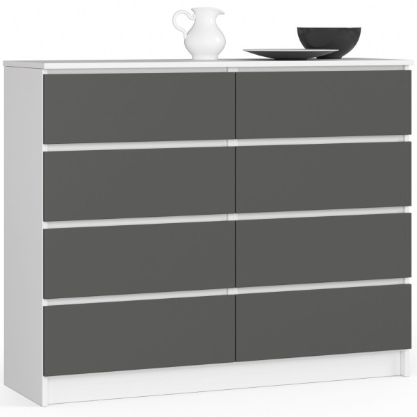 Komoda AKORD K120 Biała 120 cm Grafit Szary mat 120x40x99 cm 301287