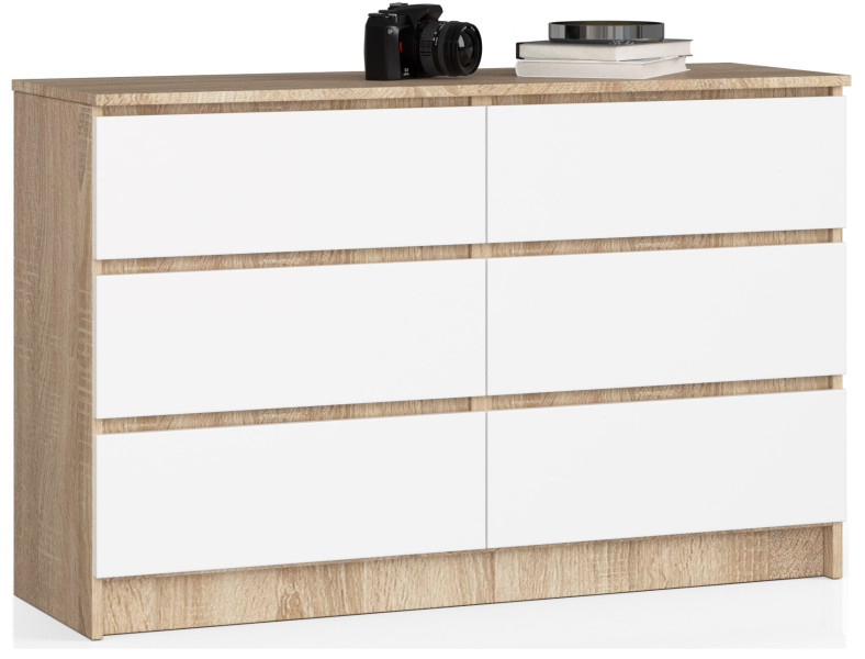 Komoda AKORD K120 Dąb Sonoma 120 cm Biały mat 120x40x77 cm 302033