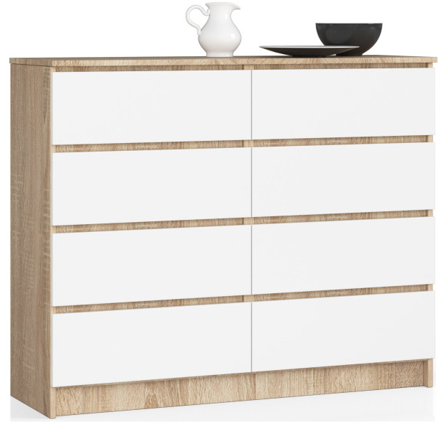 Komoda AKORD K120 Dąb Sonoma 120 cm Biały mat 120x40x99 cm 301345