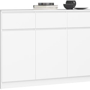 Komoda AKORD K140 Biała 138 cm 3 drzwi Biały mat 138x40x99cm 302730 Komoda AKORD K140 Biała 138 cm 3 drzwi Biały mat 138x40x99cm 302730