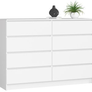 Komoda AKORD K140 Biała 138 cm 8 szuflad mat 138x40x99 cm 302761 Komoda AKORD K140 Biała 138 cm 8 szuflad mat 138x40x99 cm 302761