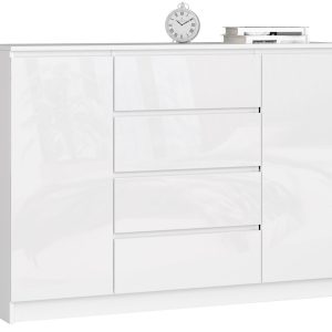 Komoda AKORD K140 Biała 138 cm Biały Połysk 138x40x99 cm 302041 Komoda AKORD K140 Biała 138 cm Biały Połysk 138x40x99 cm 302041