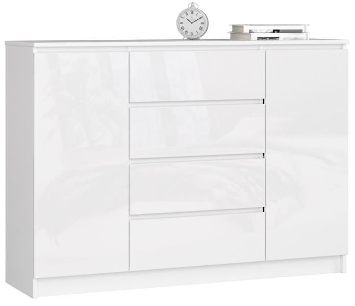Komoda AKORD K140 Biała 138 cm Biały Połysk 138x40x99 cm 302041