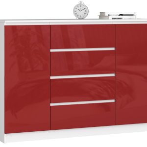 Komoda AKORD K140 Biała 138 cm Czerwony Połysk 138x40x99 cm 302070 Komoda AKORD K140 Biała 138 cm Czerwony Połysk 138x40x99 cm 302070