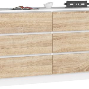 Komoda AKORD K140 Biała 138 cm Dąb Sonoma mat 138x40x77 cm 302706 Komoda AKORD K140 Biała 138 cm Dąb Sonoma mat 138x40x77 cm 302706