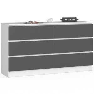 Komoda AKORD K140 Biała 138 cm Grafit Szary mat 138x40x77 cm 302710