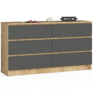 Komoda AKORD K140 Dąb Artisan, Grafit Szary mat 138x40x77 cm 302727