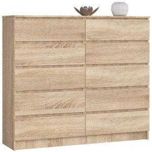 Komoda AKORD K140 Dąb Sonoma 10 szuflad mat 138x40x121 cm 302054