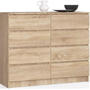 Komoda AKORD K140 Dąb Sonoma 138 cm 8 szuflad 138x40x99 cm 302718