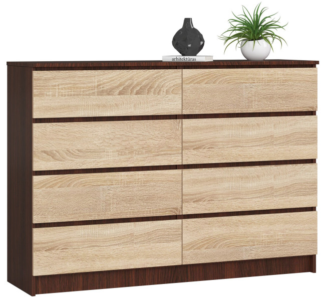 Komoda AKORD K140 Wenge 138 cm Dąb Sonoma mat 138x40x99 cm 302717