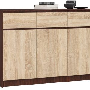 Komoda AKORD K140 Wenge 138 cm Dąb Sonoma mat 138x40x99 cm 302723