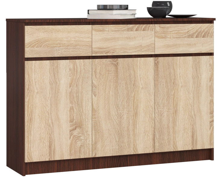Komoda AKORD K140 Wenge 138 cm Dąb Sonoma mat 138x40x99 cm 302723