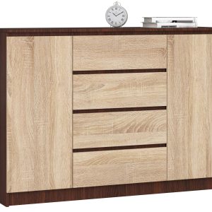 Komoda AKORD K140 Wenge 138 cm Dąb Sonoma mat 138x40x99 cm 302042