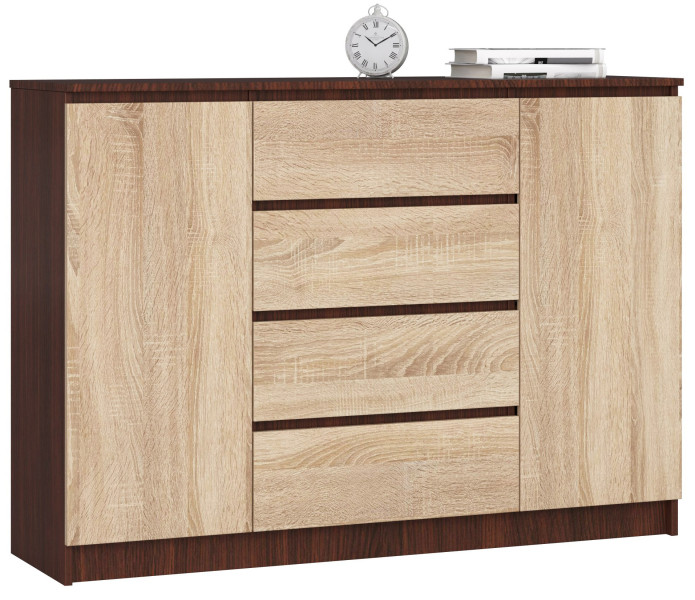 Komoda AKORD K140 Wenge 138 cm Dąb Sonoma mat 138x40x99 cm 302042