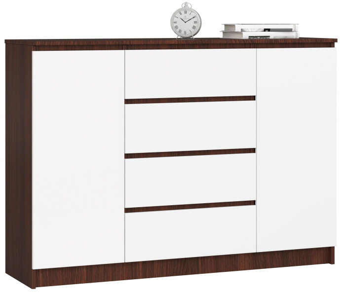 Komoda AKORD K140 Wenge 138 cm kolor Biały mat 138x40x99 cm 302048