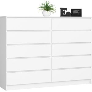 Komoda AKORD K160 Biała 160 cm 10 szuflad 160x40x121 cm 302565