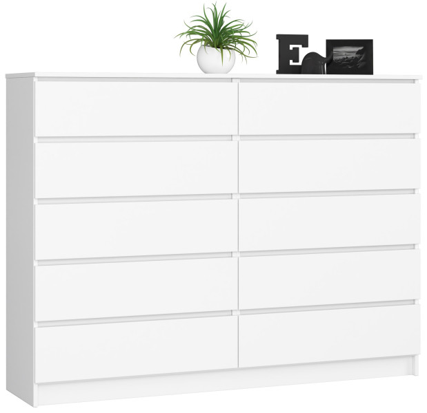Komoda AKORD K160 Biała 160 cm 10 szuflad 160x40x121 cm 302565