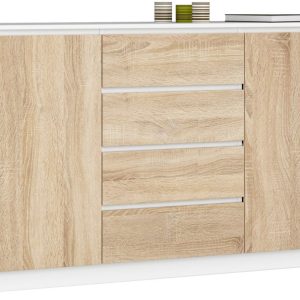 Komoda AKORD K160 Biała 160 cm Dąb Sonoma mat 160x40x99 cm 302579